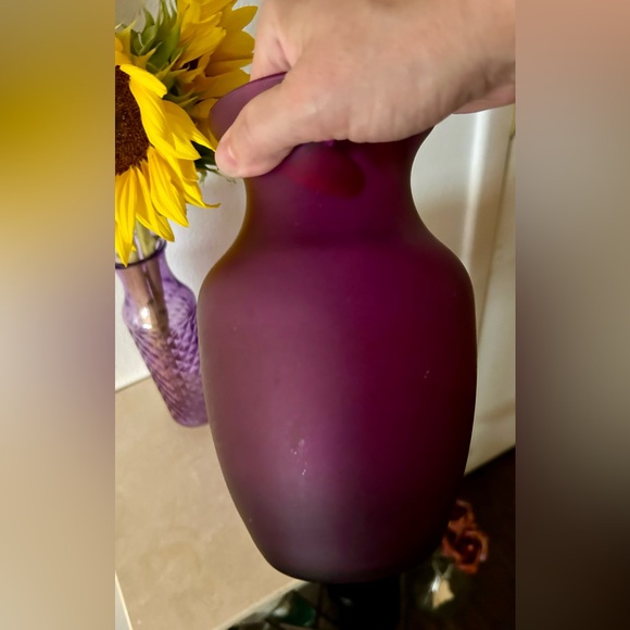 Frosted, deep purple vase 8” - Picture 11 of 16